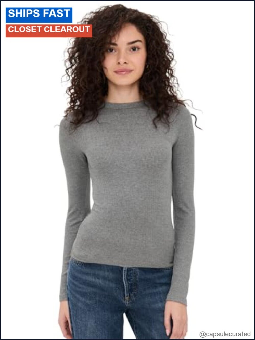 Madewell Drapey Rib Long-Sleeve Tee Lightweight Jersey Crew Neck